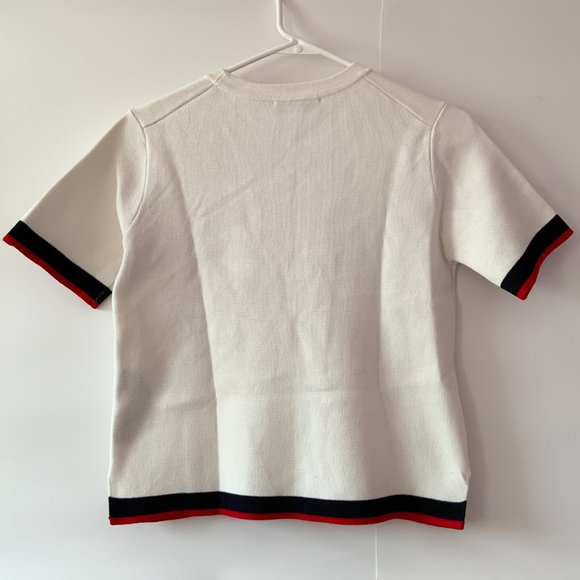 ZARA White, Black & Red Knit T-Shirt - Picture 2 of 5